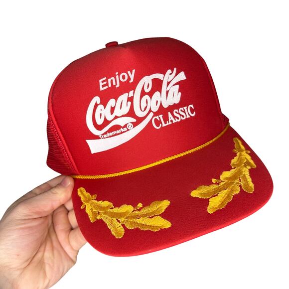 Vintage 1980s Coca-Cola Classic Scrambled Eggs Embroidered Red Trucker Hat - Picture 1 of 12